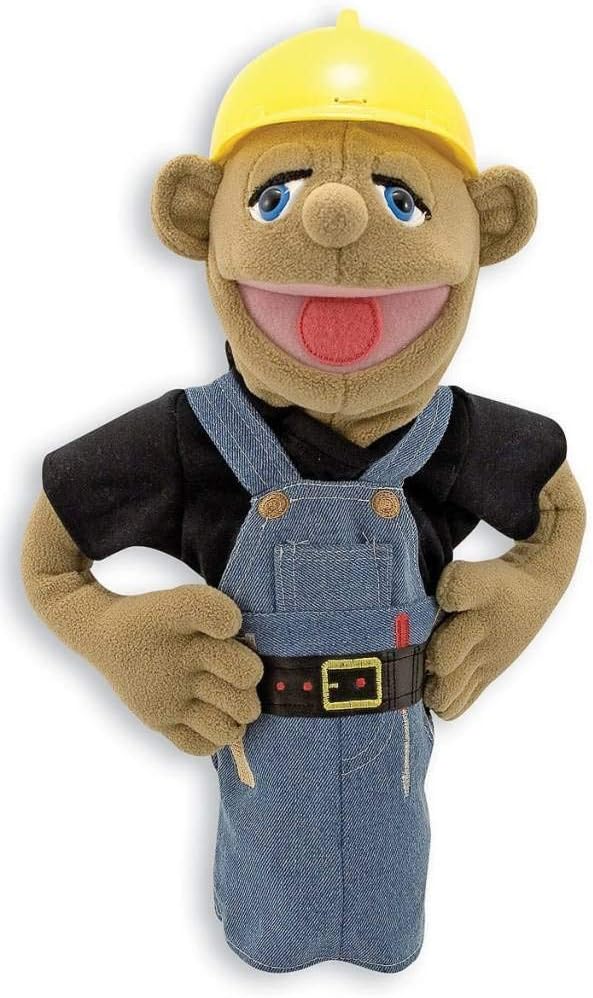 Melissa & Doug Construction Worker Puppet With Detachable Wooden Rod for Animated Gestures