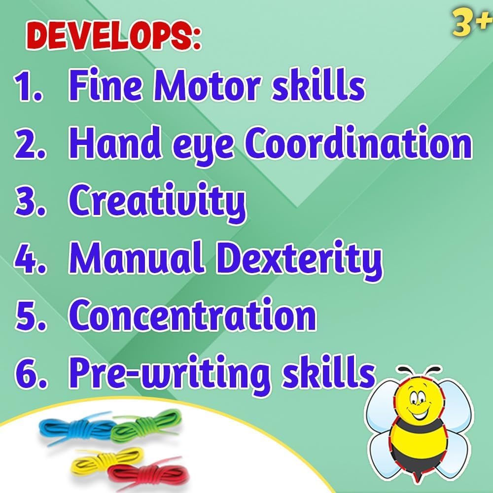 Creative's Fun With Lacing Part-2 - Craft for Kids, Paper Craft Kit, Early Learning Education - Pictures Board With Lacing Activity Game - Toys for Kids - Preschool & Home Learning for Ages 3 & Up