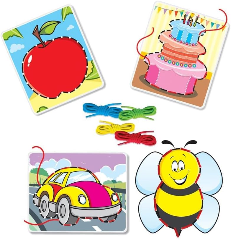 Creative's Fun With Lacing Part-2 - Craft for Kids, Paper Craft Kit, Early Learning Education - Pictures Board With Lacing Activity Game - Toys for Kids - Preschool & Home Learning for Ages 3 & Up