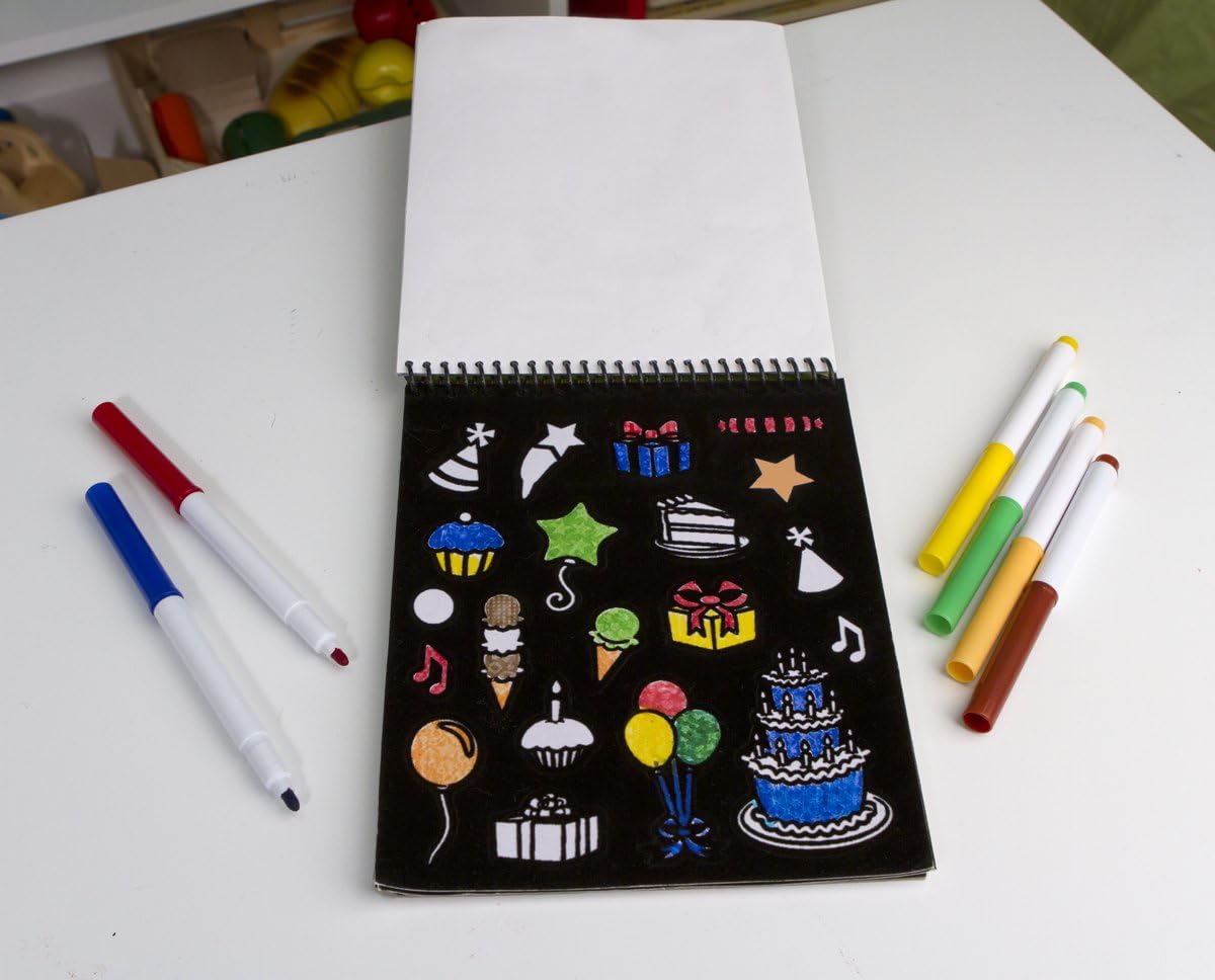 Melissa & Doug On the Go Magic Velvet Pattern-Reveal Sticker Book - 100+ Stickers, 6 Markers