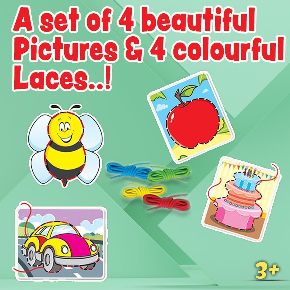 Creative's Fun With Lacing Part-2 - Craft for Kids, Paper Craft Kit, Early Learning Education - Pictures Board With Lacing Activity Game - Toys for Kids - Preschool & Home Learning for Ages 3 & Up