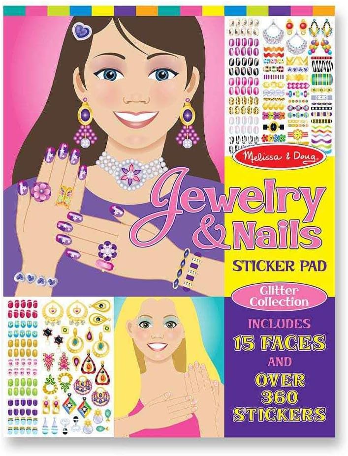 Melissa & Doug Jewelry & Nails Glitter Collection Sticker Pad 14223 Toys