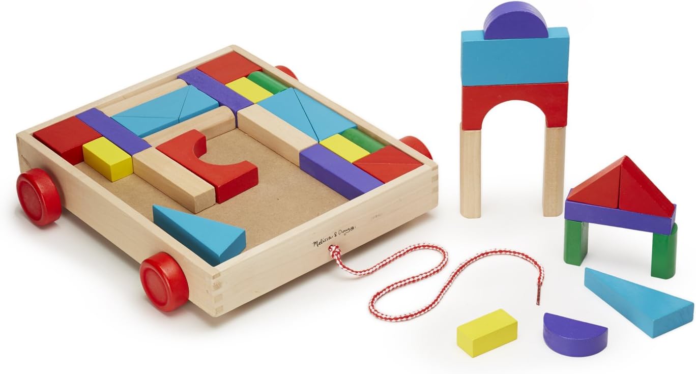 Melissa & Doug Unit Blocks on Wheels - 36 Solid Wood Blocks