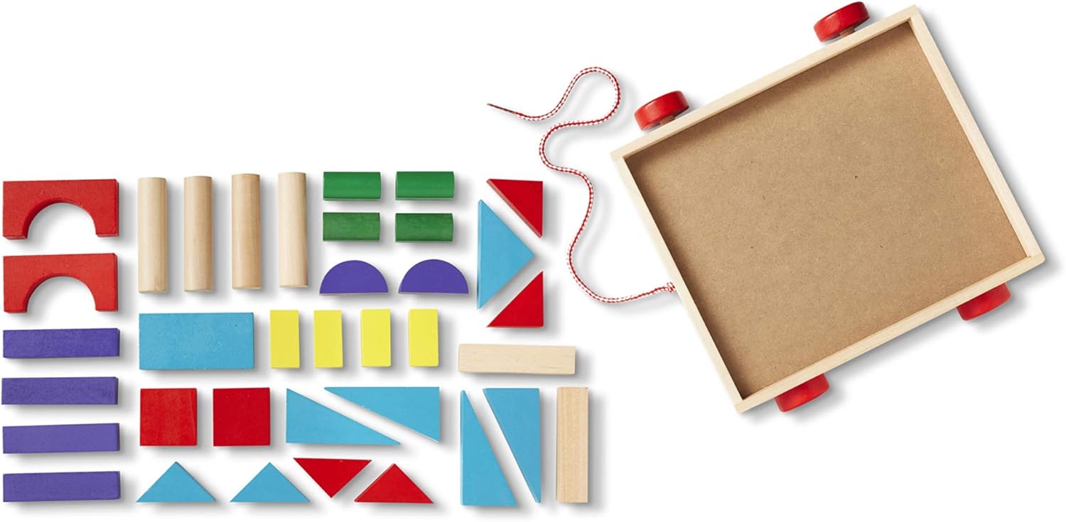 Melissa & Doug Unit Blocks on Wheels - 36 Solid Wood Blocks
