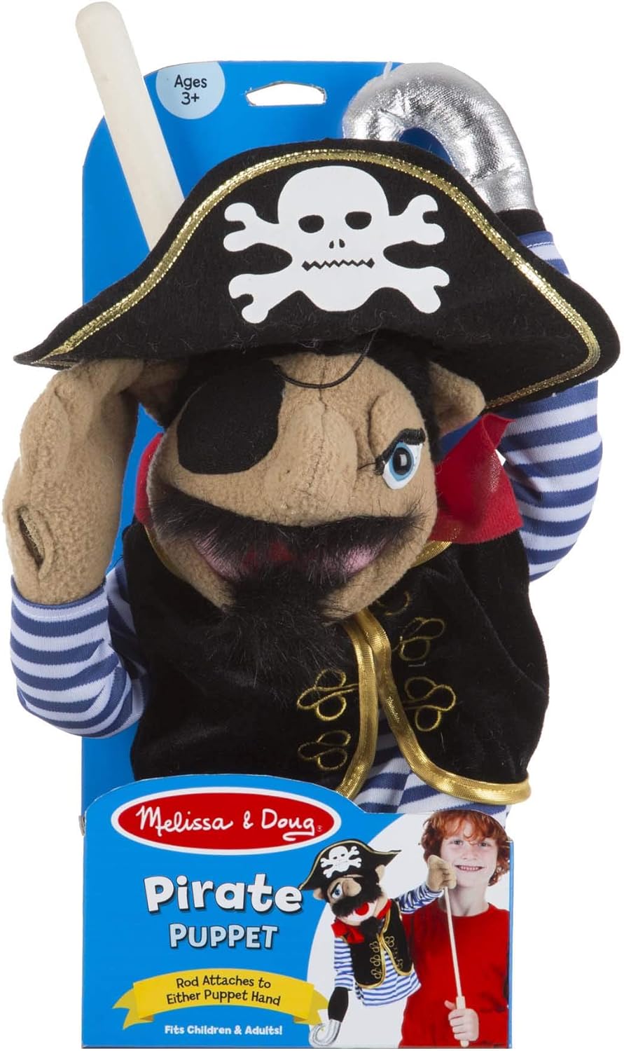 Melissa & Doug Pirate Puppet (Barnacle Bart) with Detachable Wooden Rod