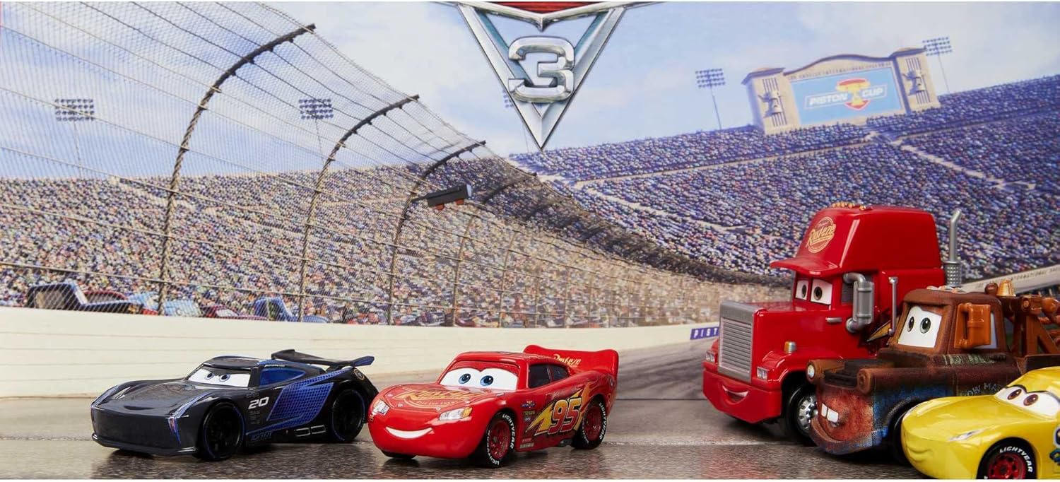 Mattel Disney and Pixar Cars Vehicle Set of 5 Collectible Character Toy Cars & Tool Cart, Inspired by World Grand Prix from Cars 2