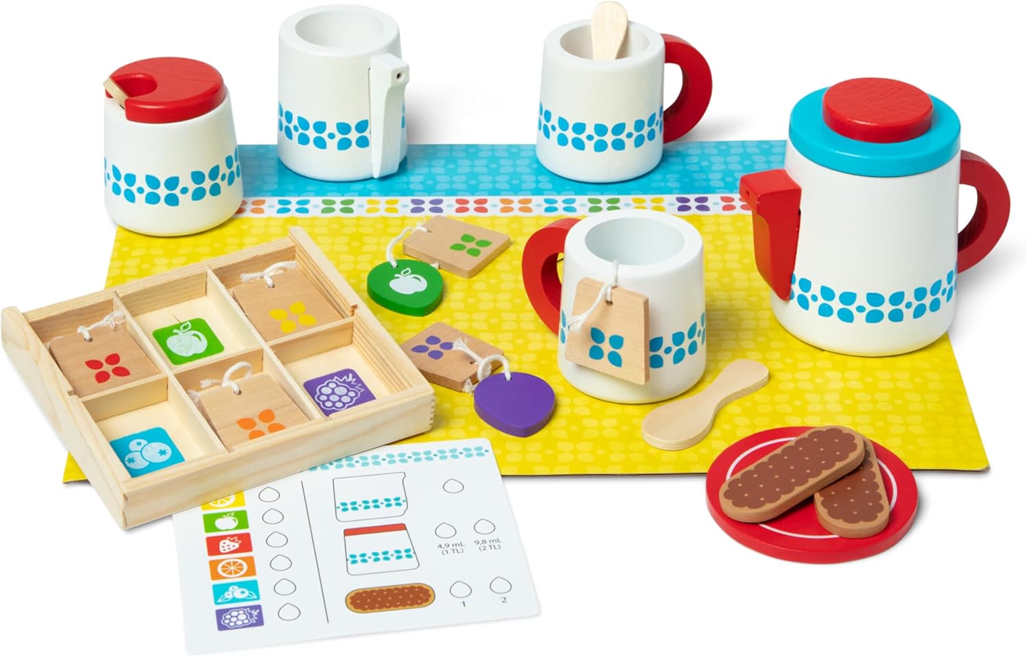 Melissa & Doug 20-Piece Steep and Serve Wooden Tea Set - Play Food and Kitchen Accessories