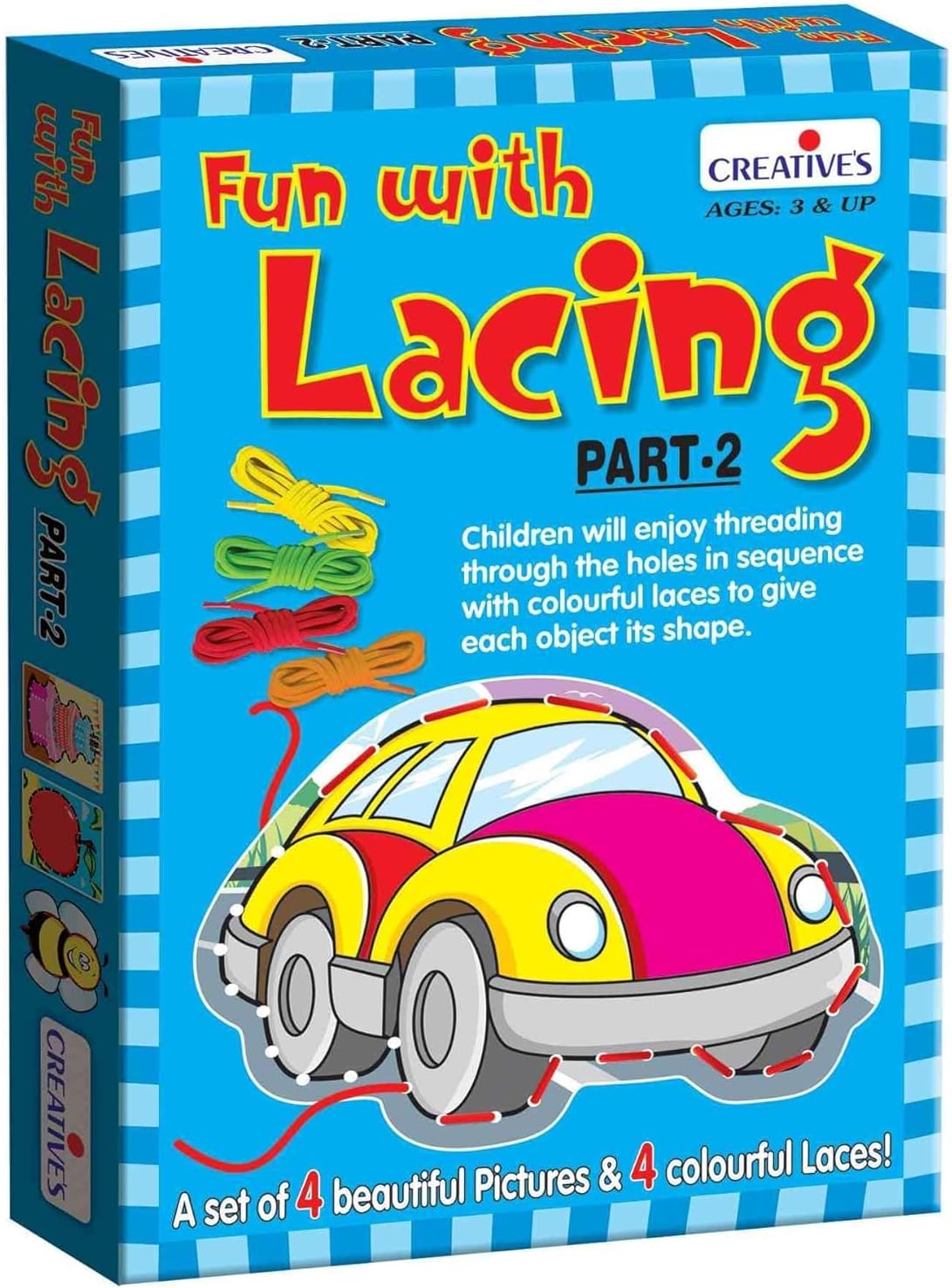 Creative's Fun With Lacing Part-2 - Craft for Kids, Paper Craft Kit, Early Learning Education - Pictures Board With Lacing Activity Game - Toys for Kids - Preschool & Home Learning for Ages 3 & Up