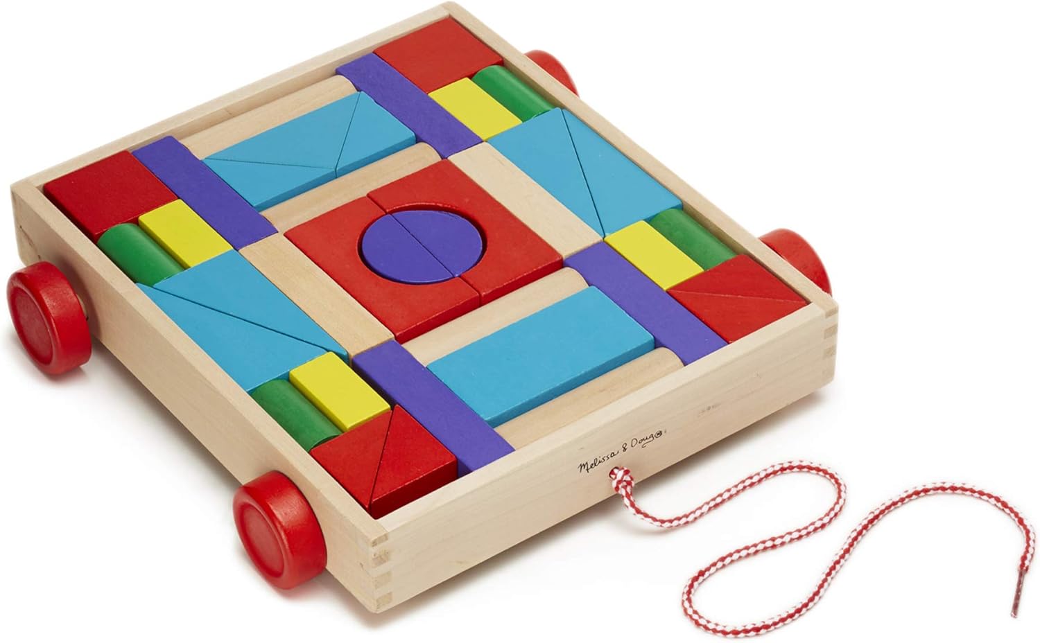 Melissa & Doug Unit Blocks on Wheels - 36 Solid Wood Blocks