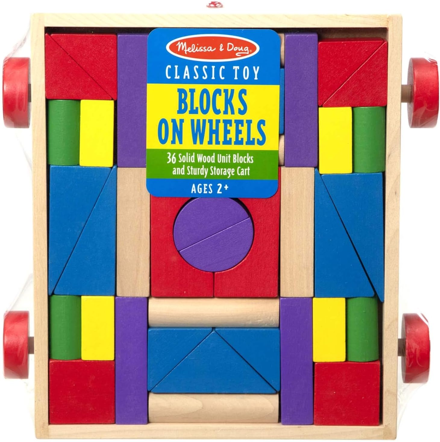 Melissa & Doug Unit Blocks on Wheels - 36 Solid Wood Blocks