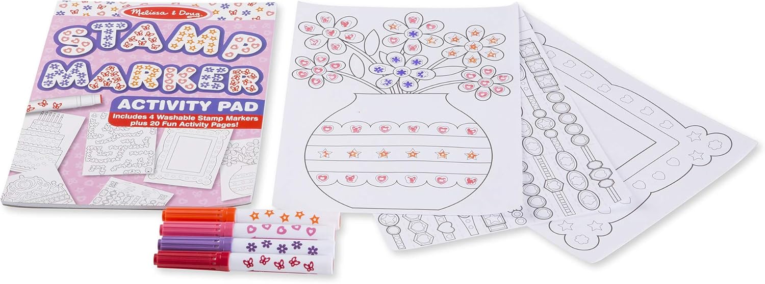 Melissa & Doug Stamp Marker Activity Pad - Butterflies, Hearts, Flowers, and Stars