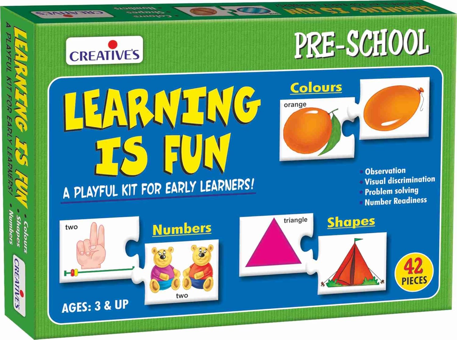 Creative's Learning is Fun – Educational Match-Up Cards for Kids | Learn Colours, Shapes & Numbers 1-10 | Preschool Learning Game | Montessori Activity Toy | Early Childhood Development | Ages 3 & Up