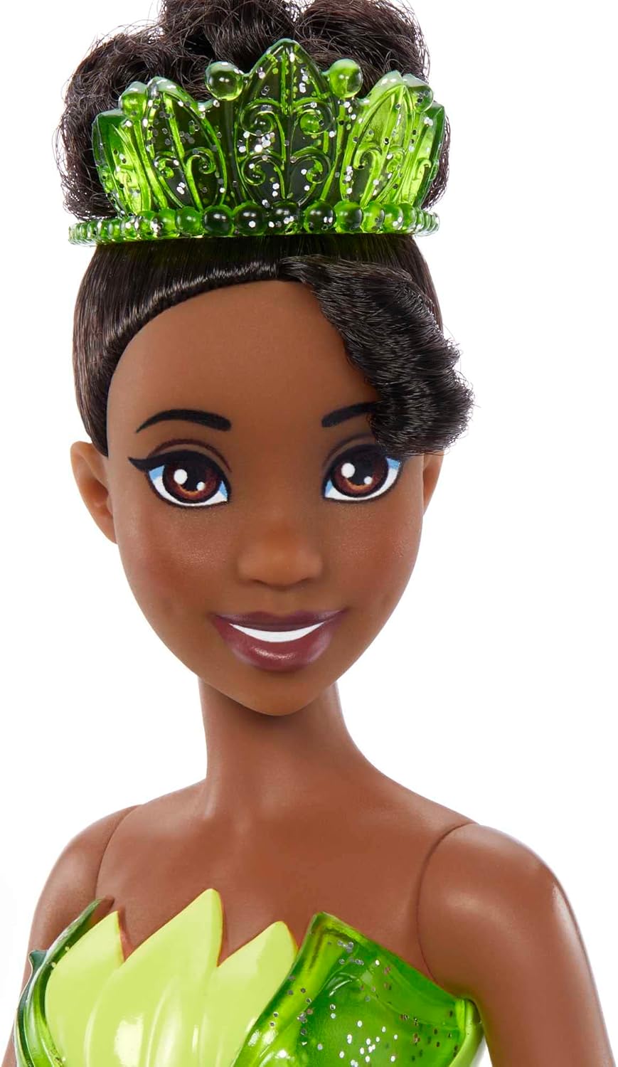 Mattel Disney Princess Tiana Doll in Sparkling Fashion with Removable Skirt, Tiara and Shoes, Posable & Collectible, Inspired by Movie