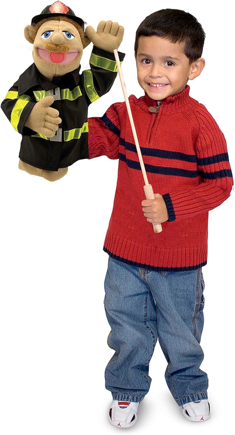 Melissa & Doug Firefighter Puppet (Walter Blaze) with Detachable Wooden Rod