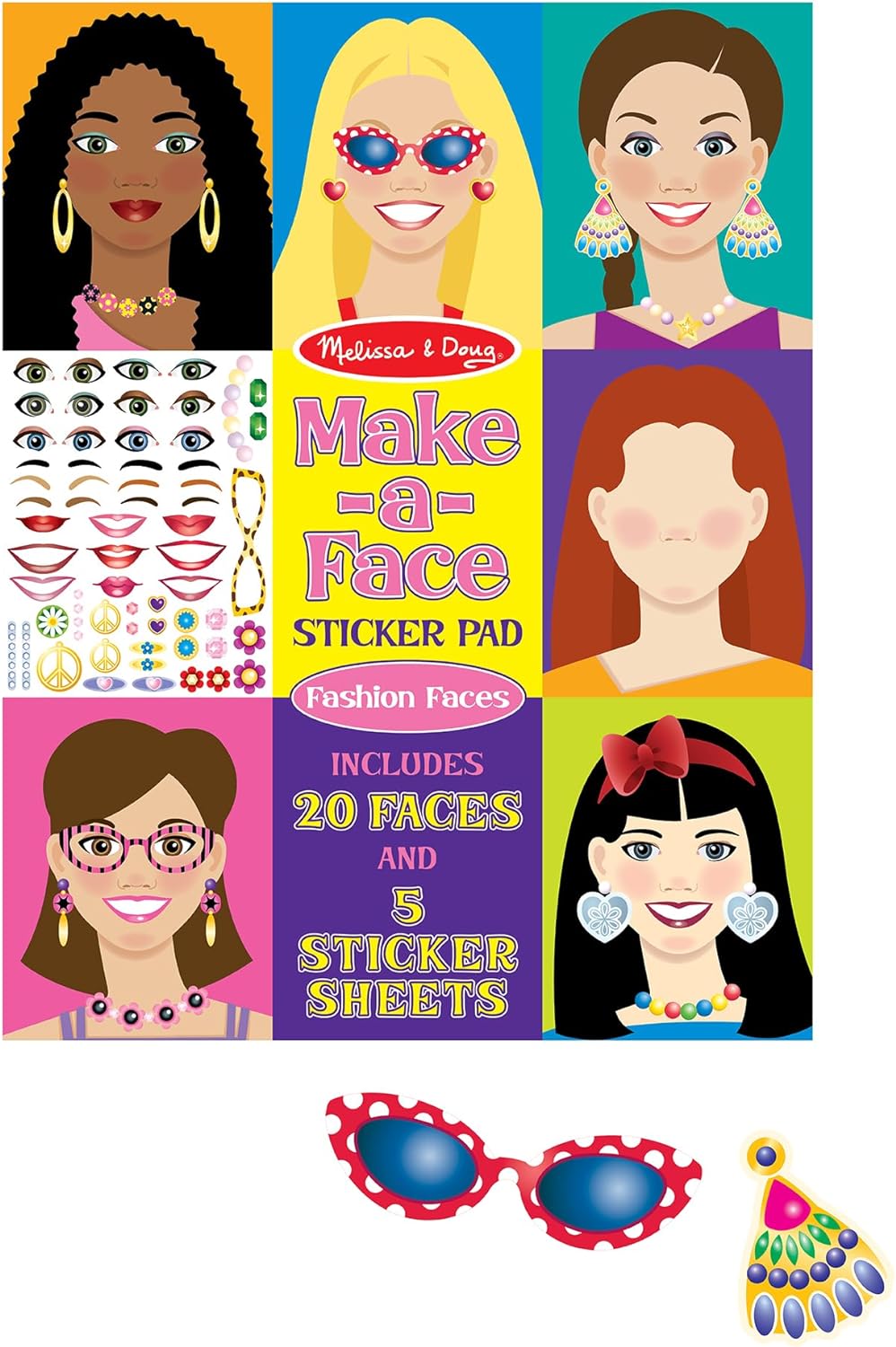 Melissa & Doug Make-a-Face Sticker Pad - Fashion Faces