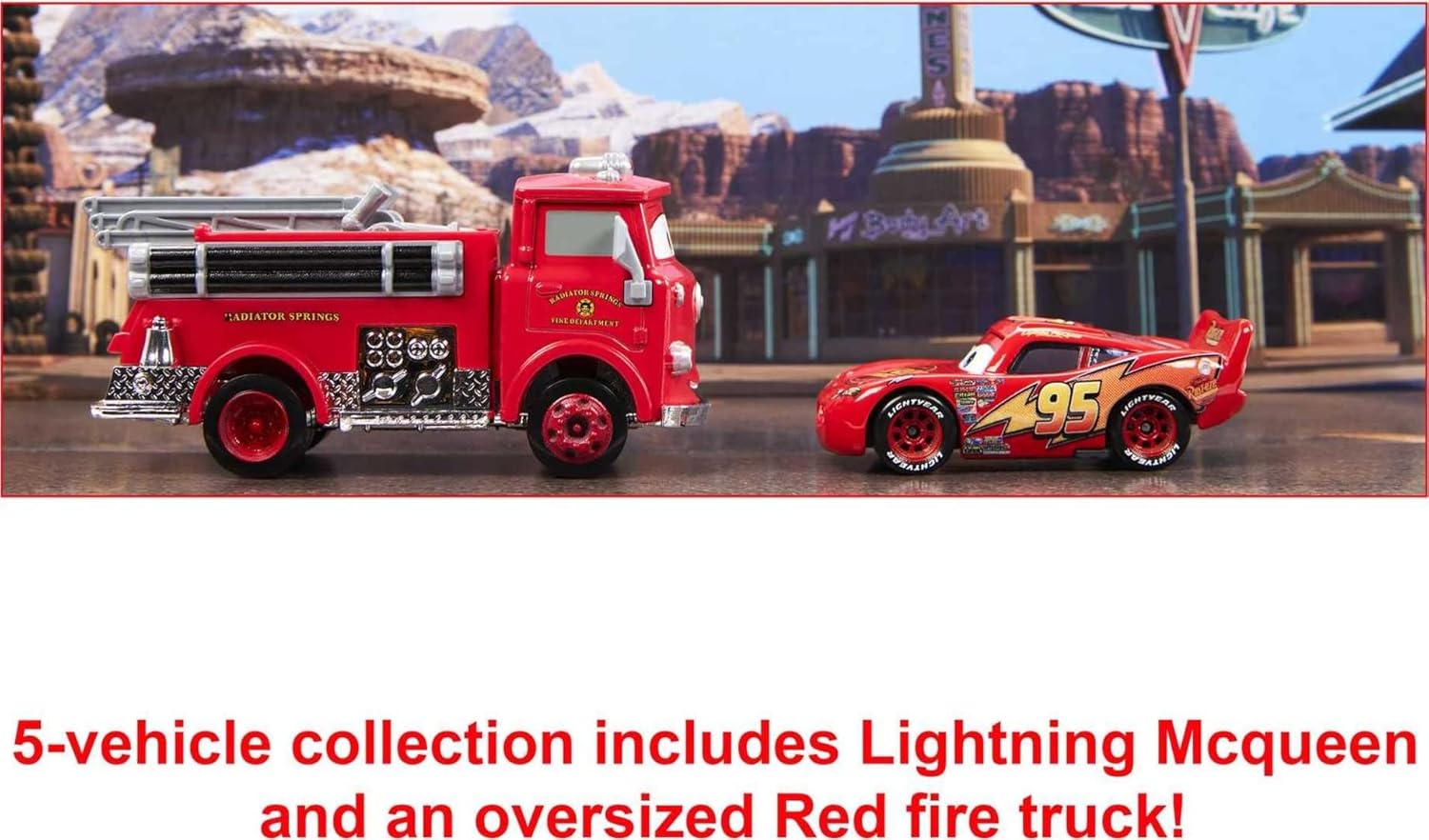 Mattel Disney and Pixar Cars Vehicle Set of 5 Collectible Character Toy Cars & Tool Cart, Inspired by World Grand Prix from Cars 2