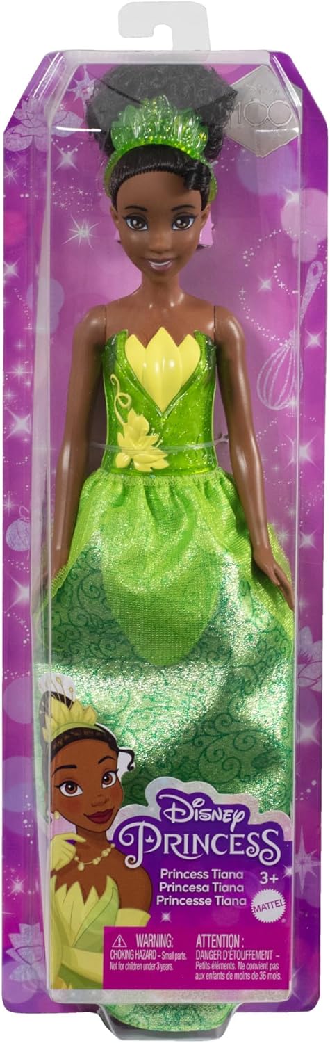 Mattel Disney Princess Tiana Doll in Sparkling Fashion with Removable Skirt, Tiara and Shoes, Posable & Collectible, Inspired by Movie
