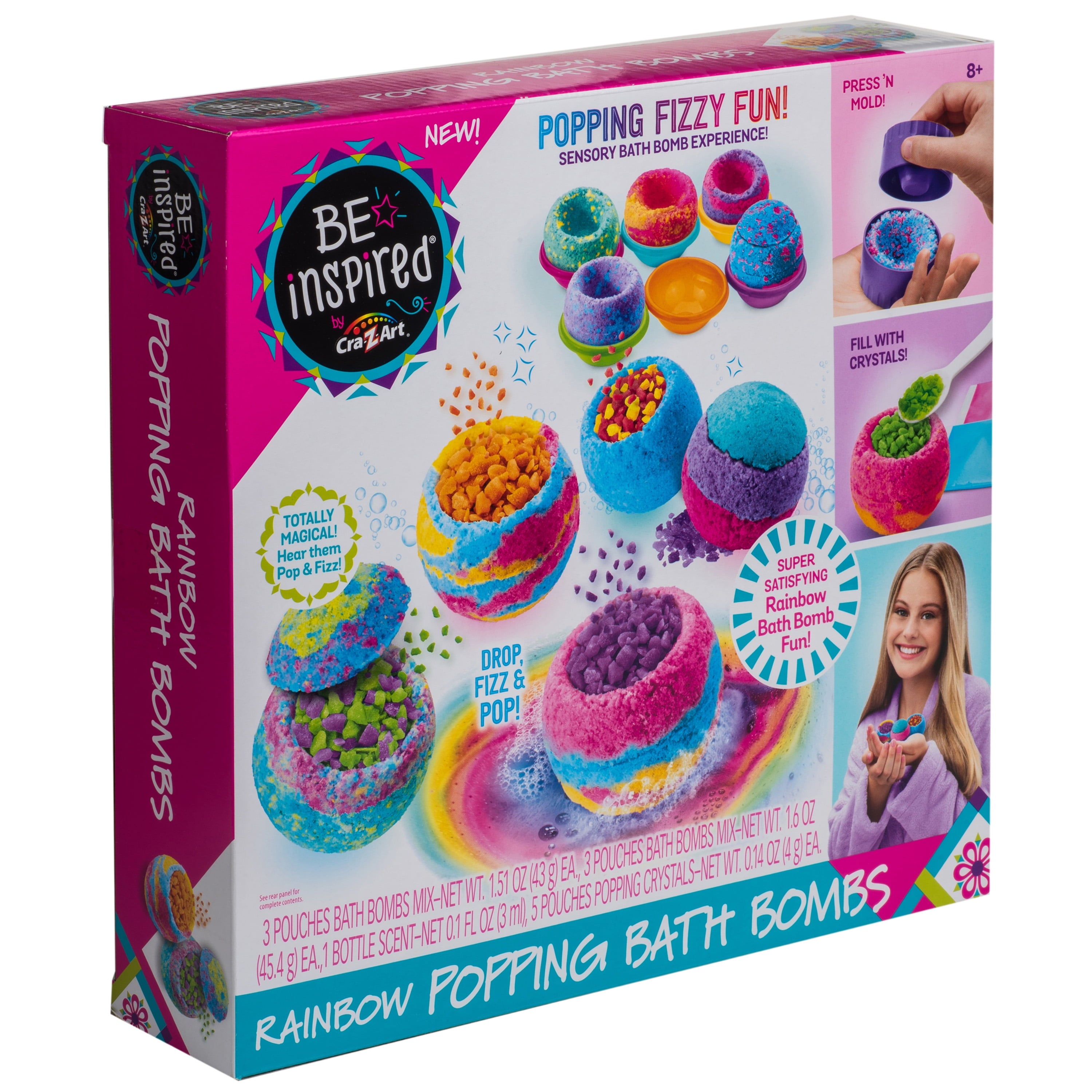 Cra-Z-Art Be Inspired Multicolor Rainbow Bath Bomb Craft Kit, Unisex Child Ages 8 and up