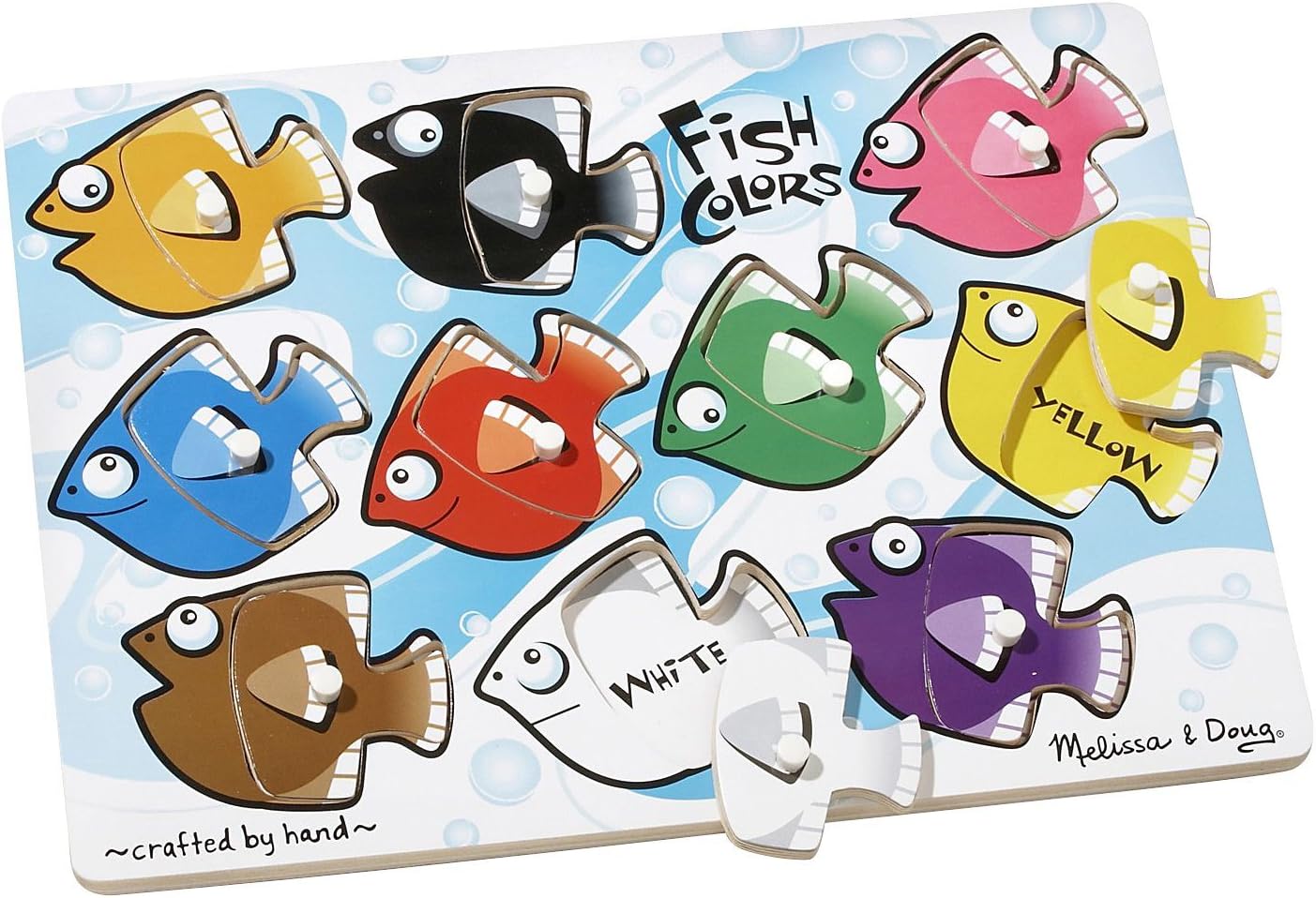 Melissa & Doug Fish Colors Mix 'n Match Wood Peg Puzzle (10 Pieces)