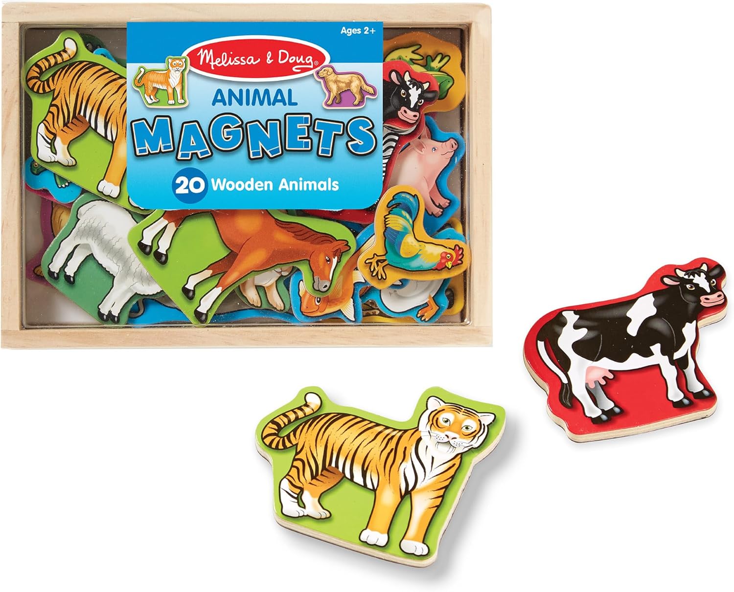 Melissa & Doug 20 Wooden Farm Magnets in a Box - Cute Barnyard Animal Fridge, Refrigerator Magnets For Toddlers Ages 2+