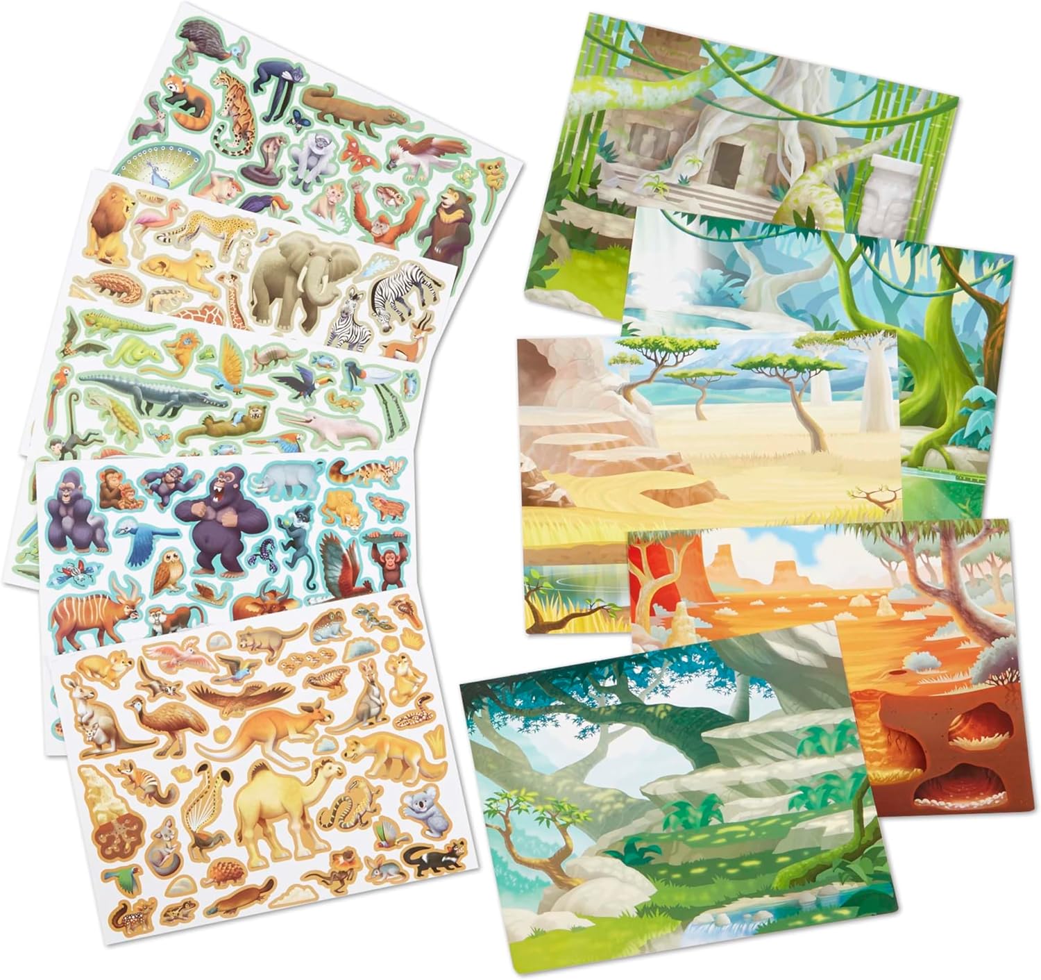Melissa & Doug Reusable Sticker Pad: Jungle and Savanna - 175+ Stickers, 5 Scenes