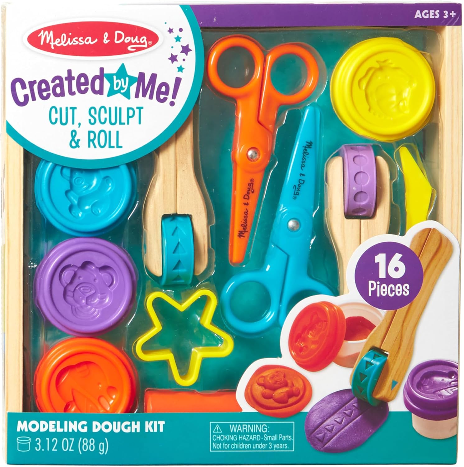 Melissa & Doug Created By Me! Cut, Sculpt, And Roll Modeling Dough Kit With 8 Tools And 4 Colors Of Modeling Dough