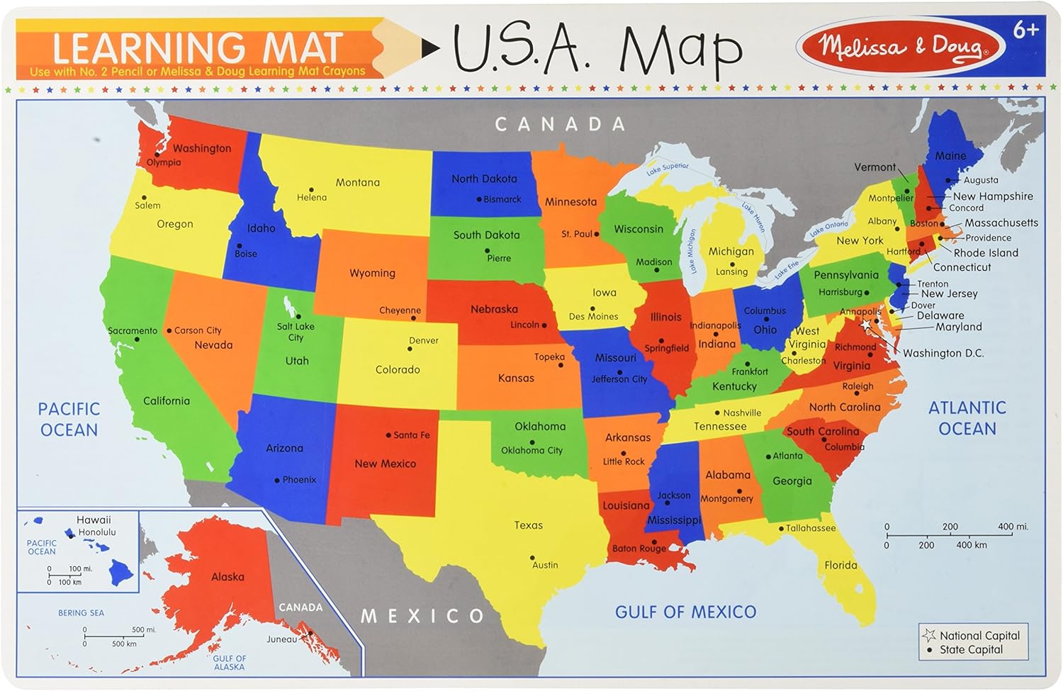 Melissa & Doug The United States Write-A-Mat placemat