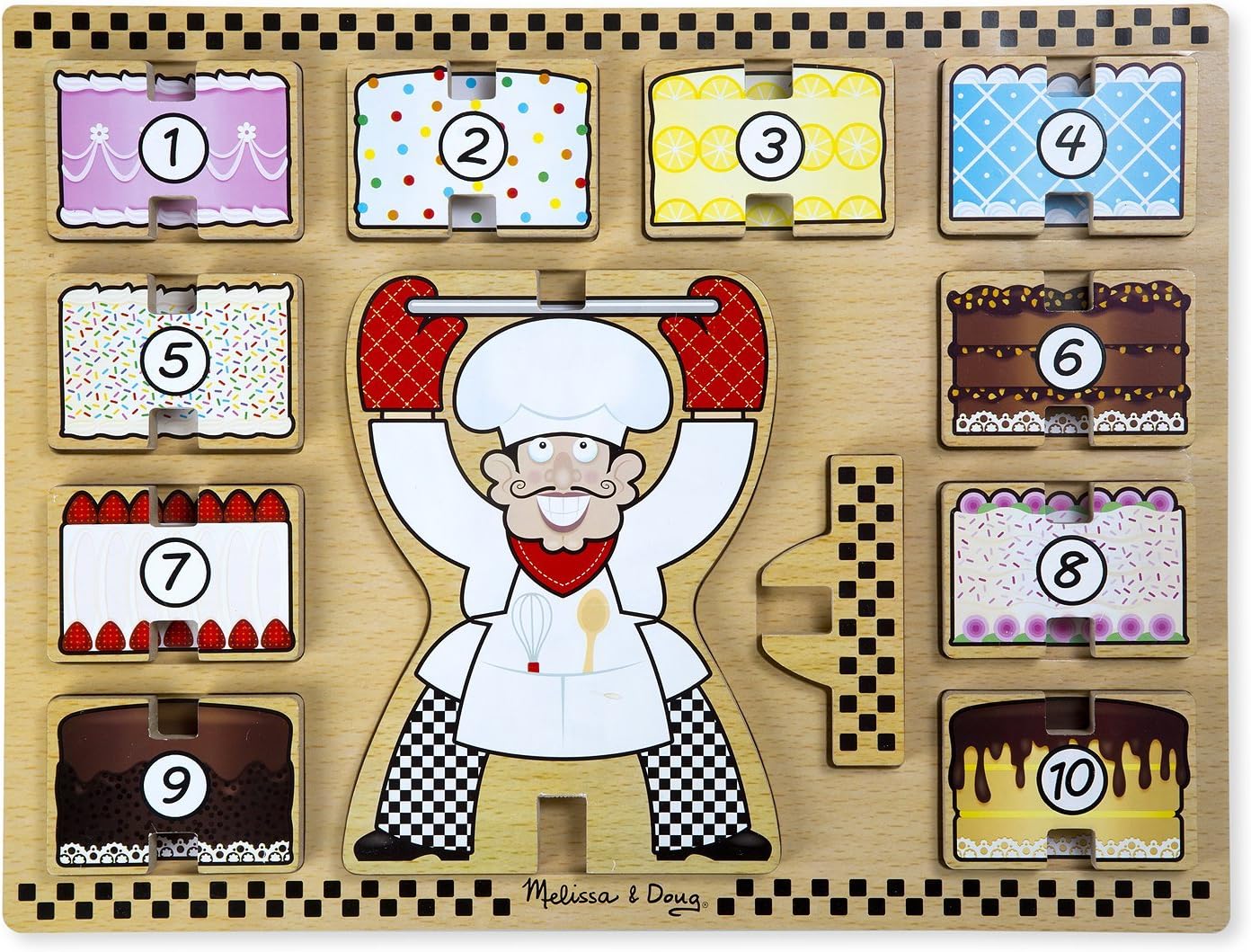 Melissa & Doug Stacking Wooden Chunky Puzzle - Countin cakes