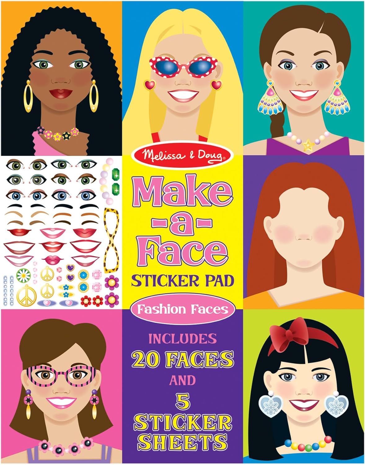 Melissa & Doug Make-a-Face Sticker Pad - Fashion Faces