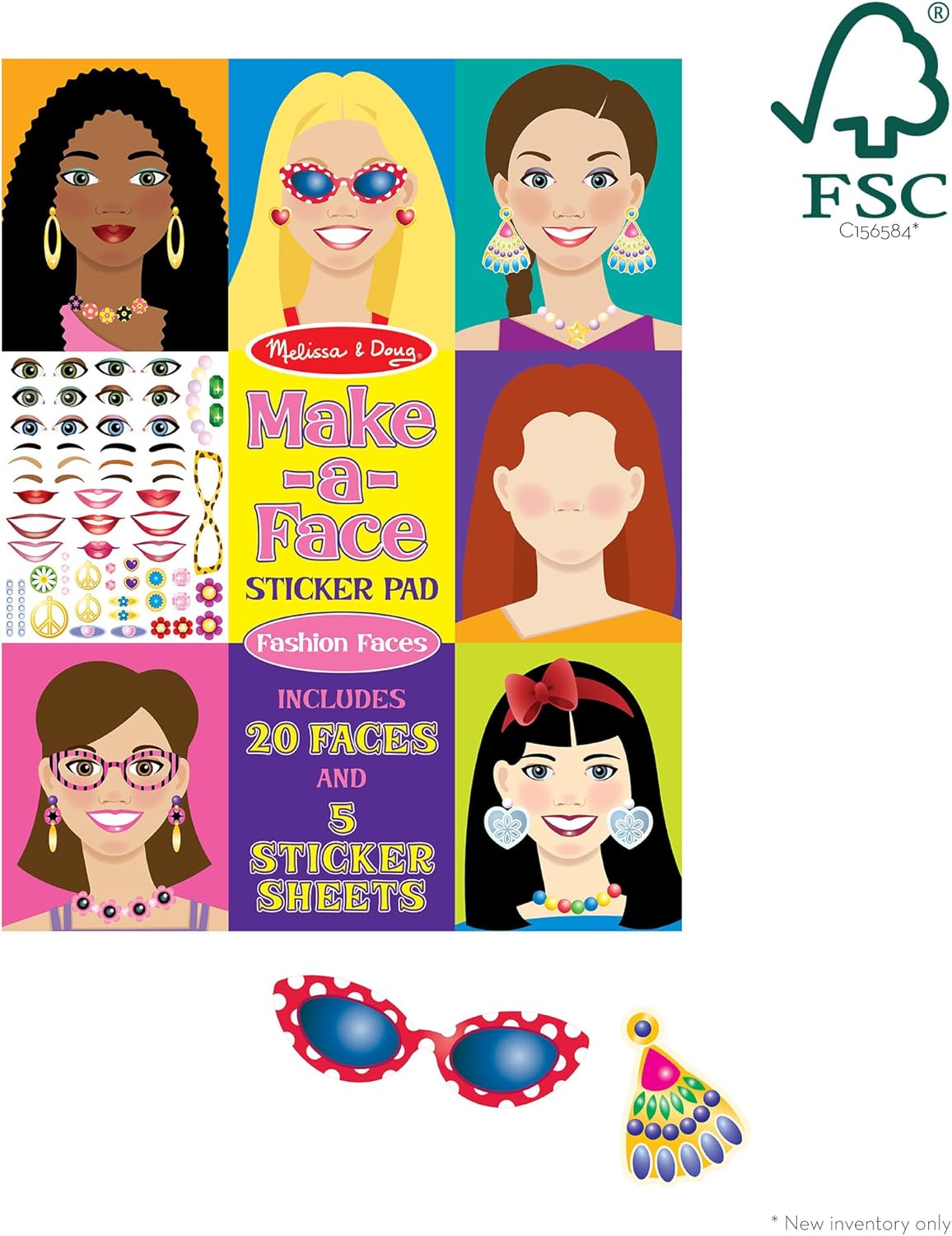 Melissa & Doug Make-a-Face Sticker Pad - Fashion Faces