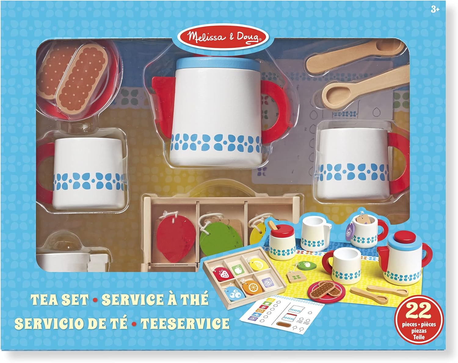 Melissa & Doug Steep & Serve Wooden Toy Tea Set | Wooden Toys | Kids Tea Set | Pretend Play | Play Food | Tea Party Set Kids Age 3+ | Gift for Boys or Girls | Tea Set for 3 year old Girls