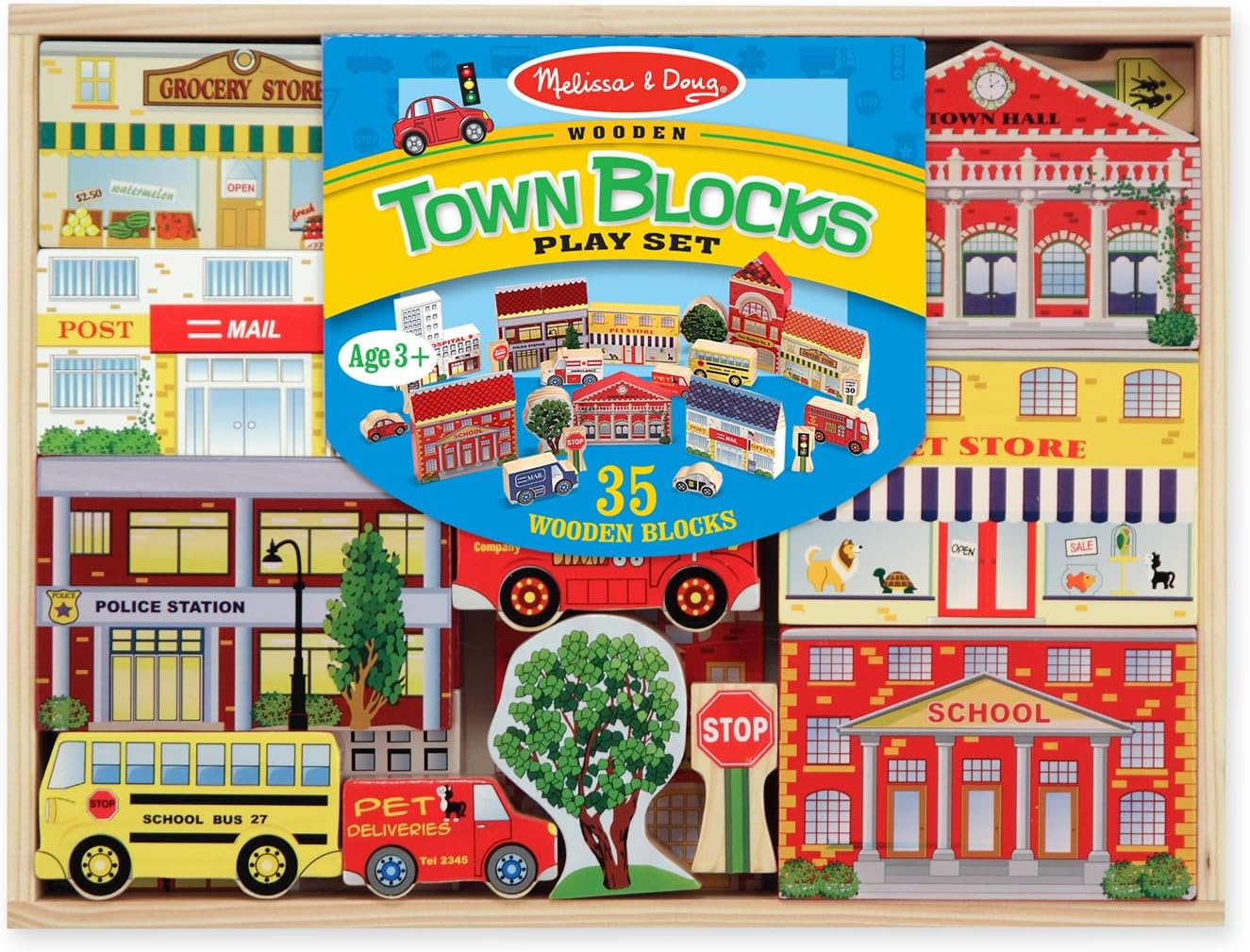 Melissa & Doug 533 Town Blocks Wooden Play Set