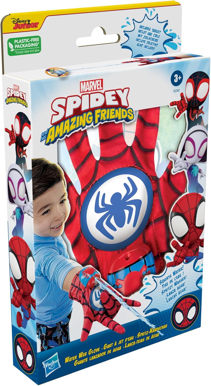 Marvel Spidey and His Amazing Friends Spidey Water Web Glove, Preschool Water Toy with Green Goblin Target for Kids Ages 3 and Up