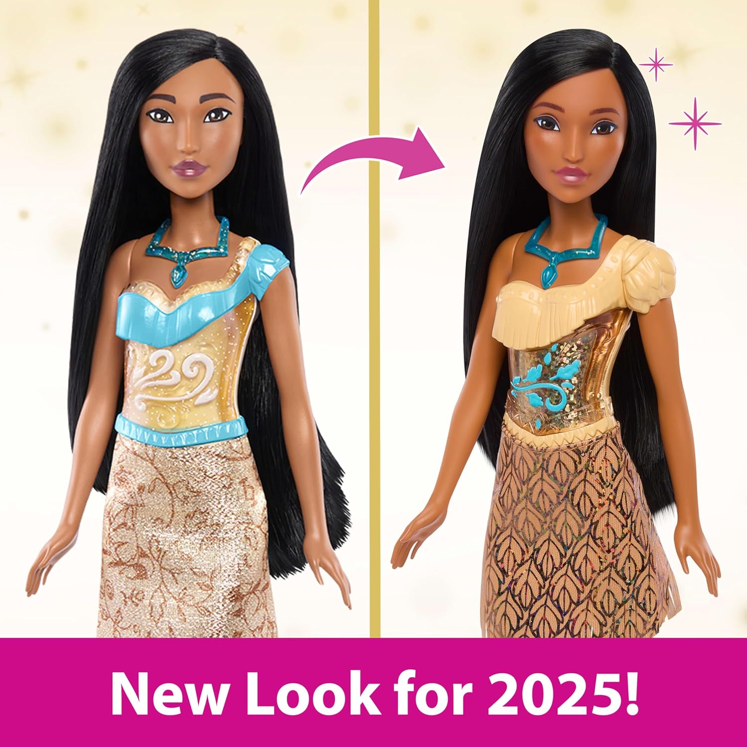 Mattel Disney Princess Tiana Doll in Sparkling Fashion with Removable Skirt, Tiara and Shoes, Posable & Collectible, Inspired by Movie