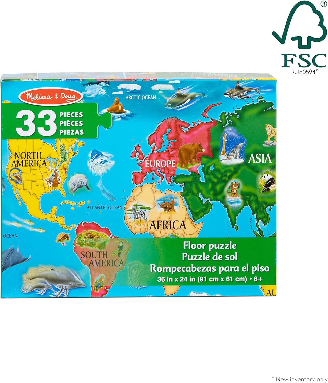Melissa & Doug 10446 Weltkartenbodenpuzzle