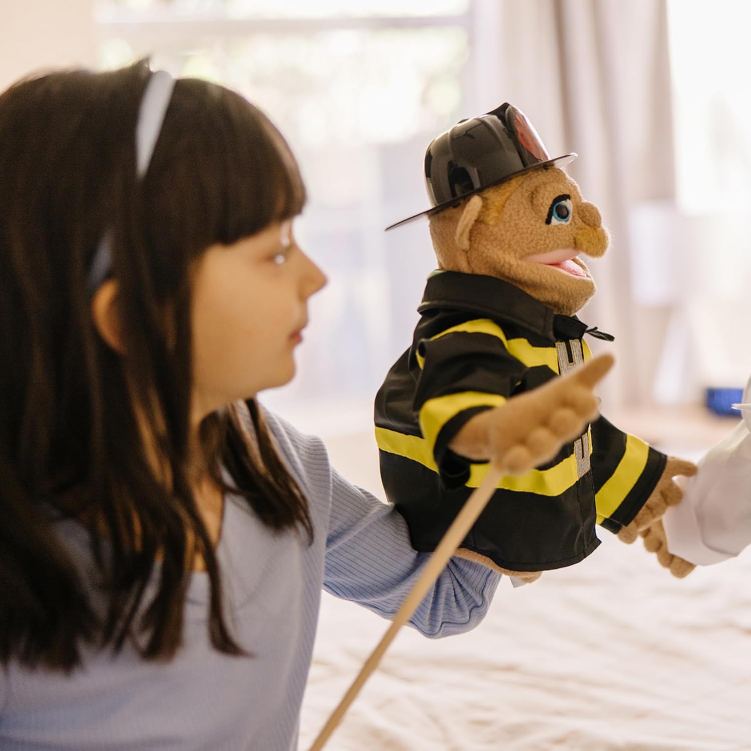 Melissa & Doug Firefighter Puppet (Walter Blaze) with Detachable Wooden Rod