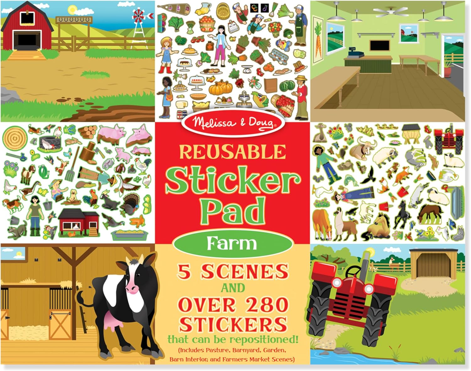 Melissa & Doug Reusable Sticker Pad: Farm - 280+ Stickers, 5 Scenes
