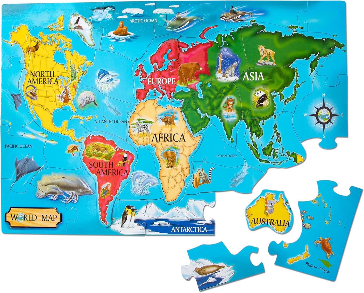 Melissa & Doug 10446 Weltkartenbodenpuzzle