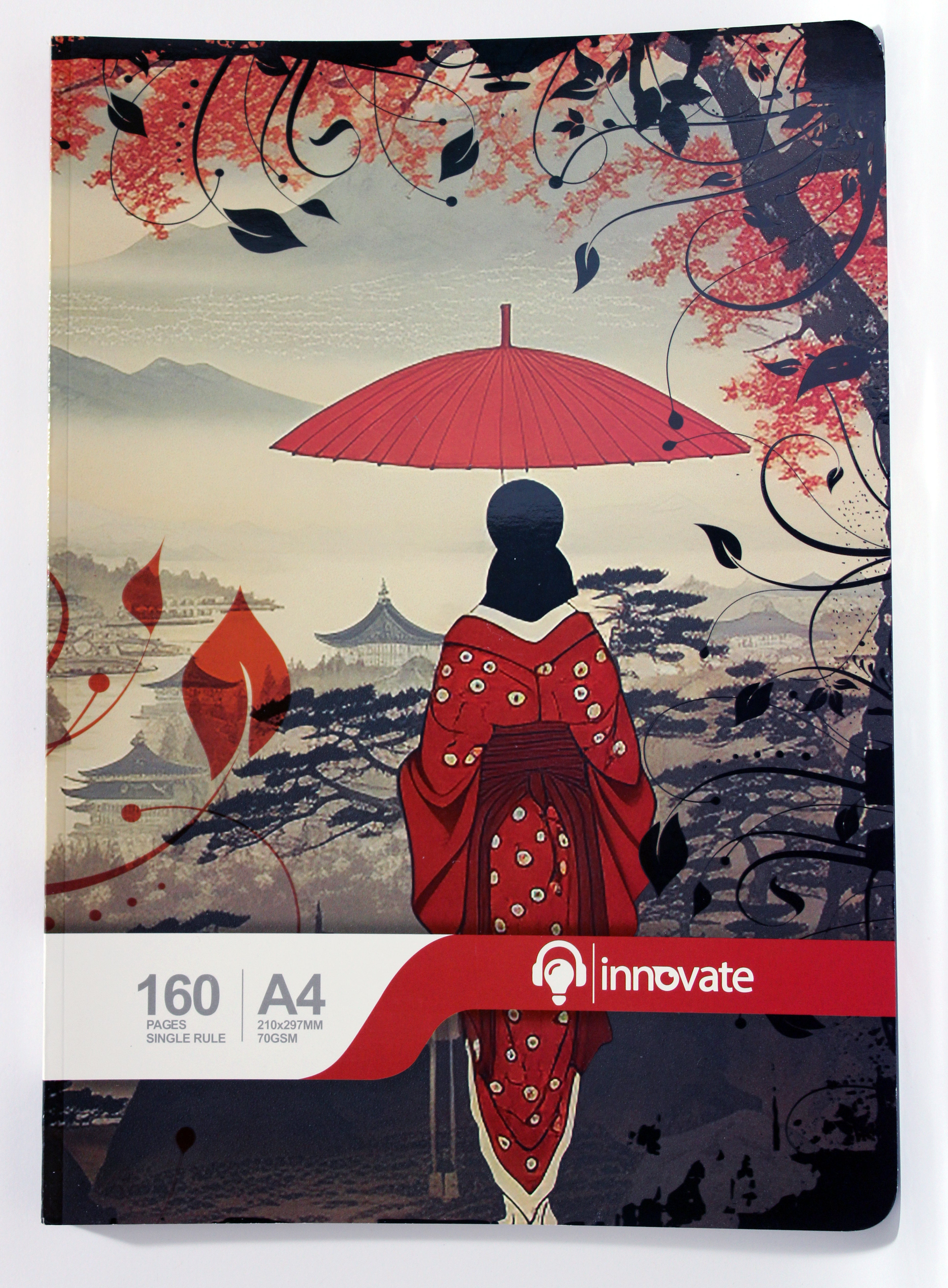 Innovate A4 Notebook, 160 Pages, Single Rule, 210x297mm, 70GSM, Artistic Cover Design